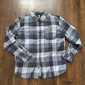 Quiksilver Black and Gray Flannel Shirt - XL